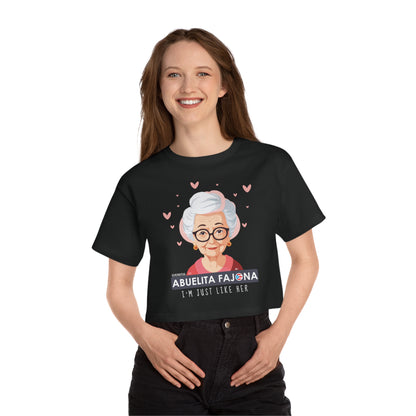 Remembering My Abuelita Fajona Flowy Cropped Tee