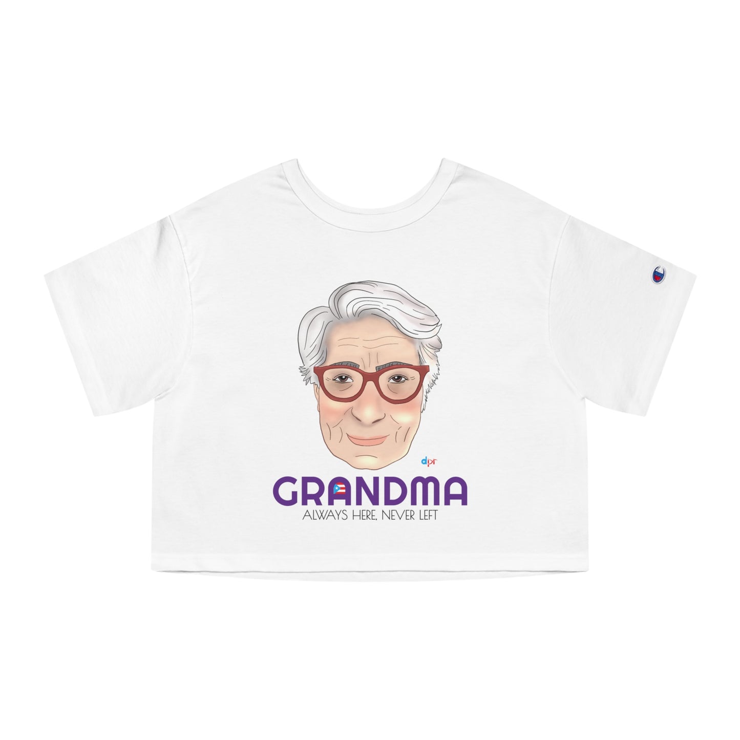 Abuela Boricua Always Here Never Left Women's Flowy Cropped Tee