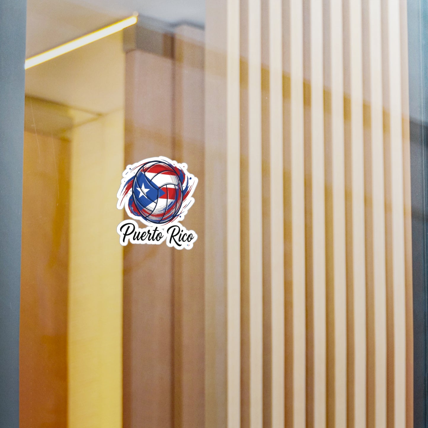 Puerto Rico Volleyball Flag Waterproof Kiss-Cut Vinyl Decal