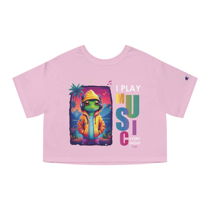 I Play Music Every Night Flowy Cropped Tee