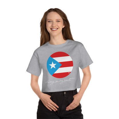 Puerto Rico Always in my Heart Women's Flowy Cropped Tee