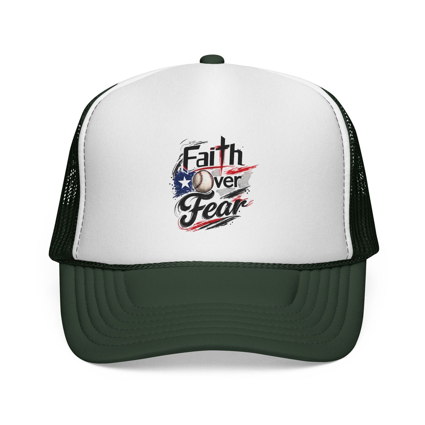 Faith Over Fear Puerto Rican Flag Baseball Trucker Caps FREE SHIPPING