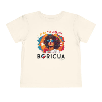 Back to School Boricua Girl Flow Black Toddler Short Sleeve Tee
