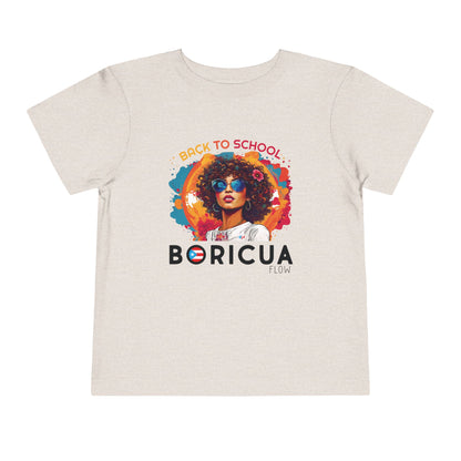 Back to School Boricua Girl Flow Black Toddler Short Sleeve Tee