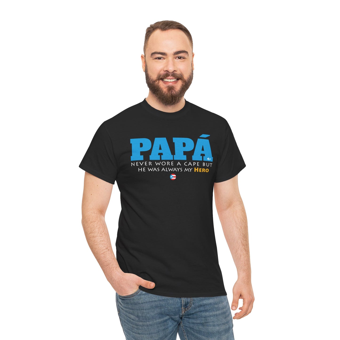 Papá My Hero Blue Heavy Cotton Tee