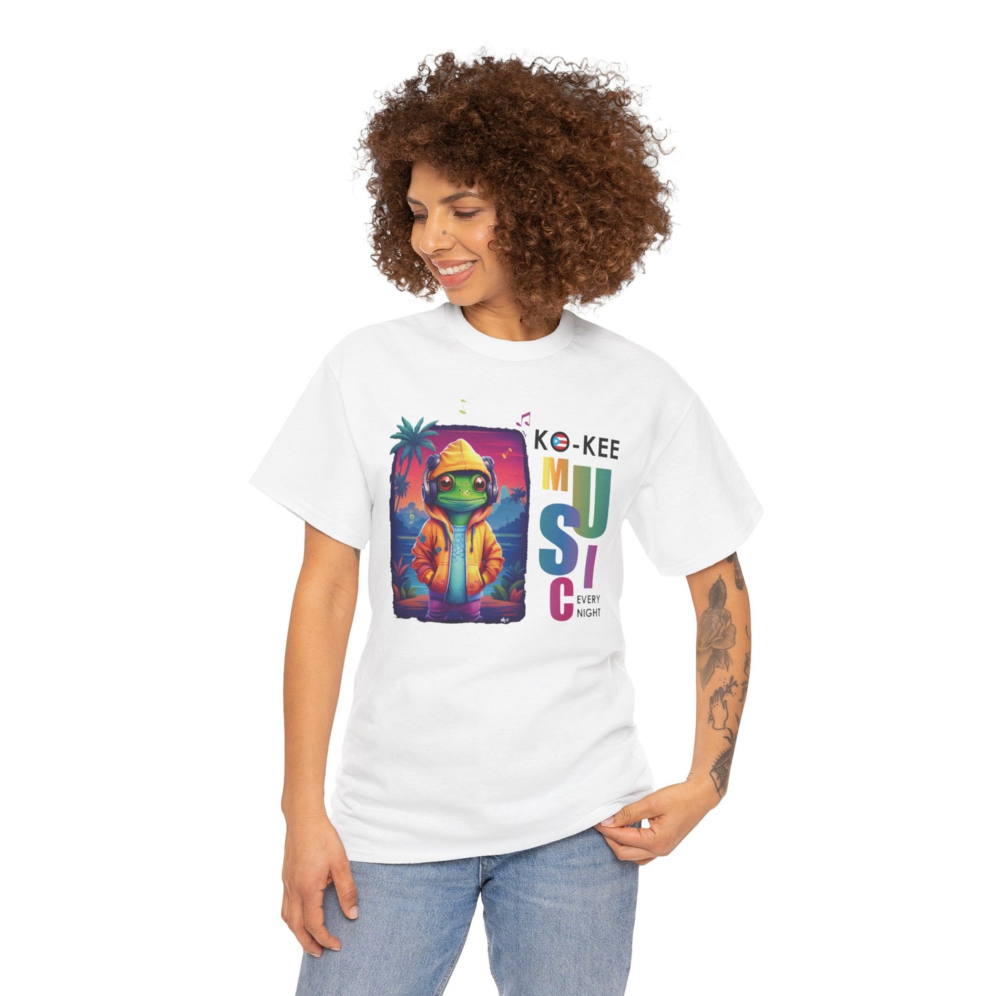 Coqui I Play Music Every Night  Unisex Heavy Cotton Tee