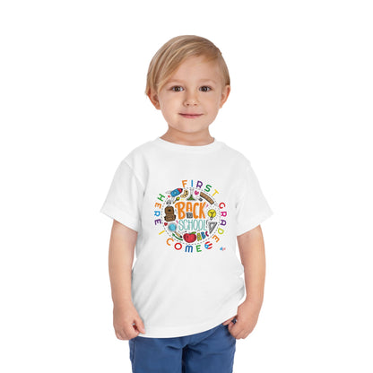 First Grade Here I Come - Back to School Boricua Toddler Short Sleeve Tee