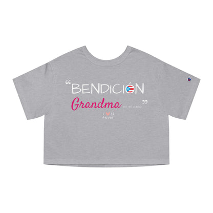Bendicion Grandma Boricua Flowy Cropped Tee