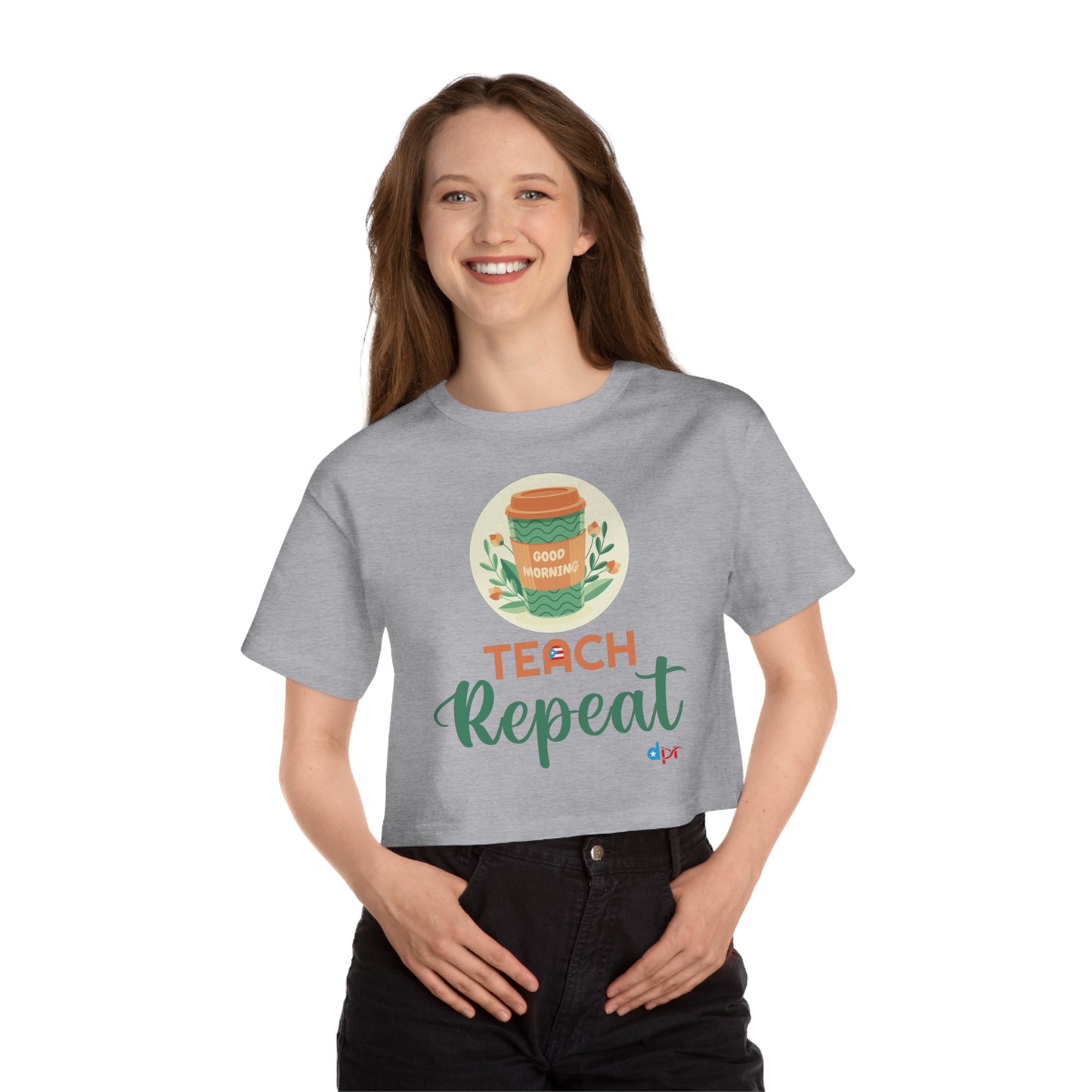 Coffee Teach Repeat - Back To School Boricua T Shirt Flowy Cropped Tee
