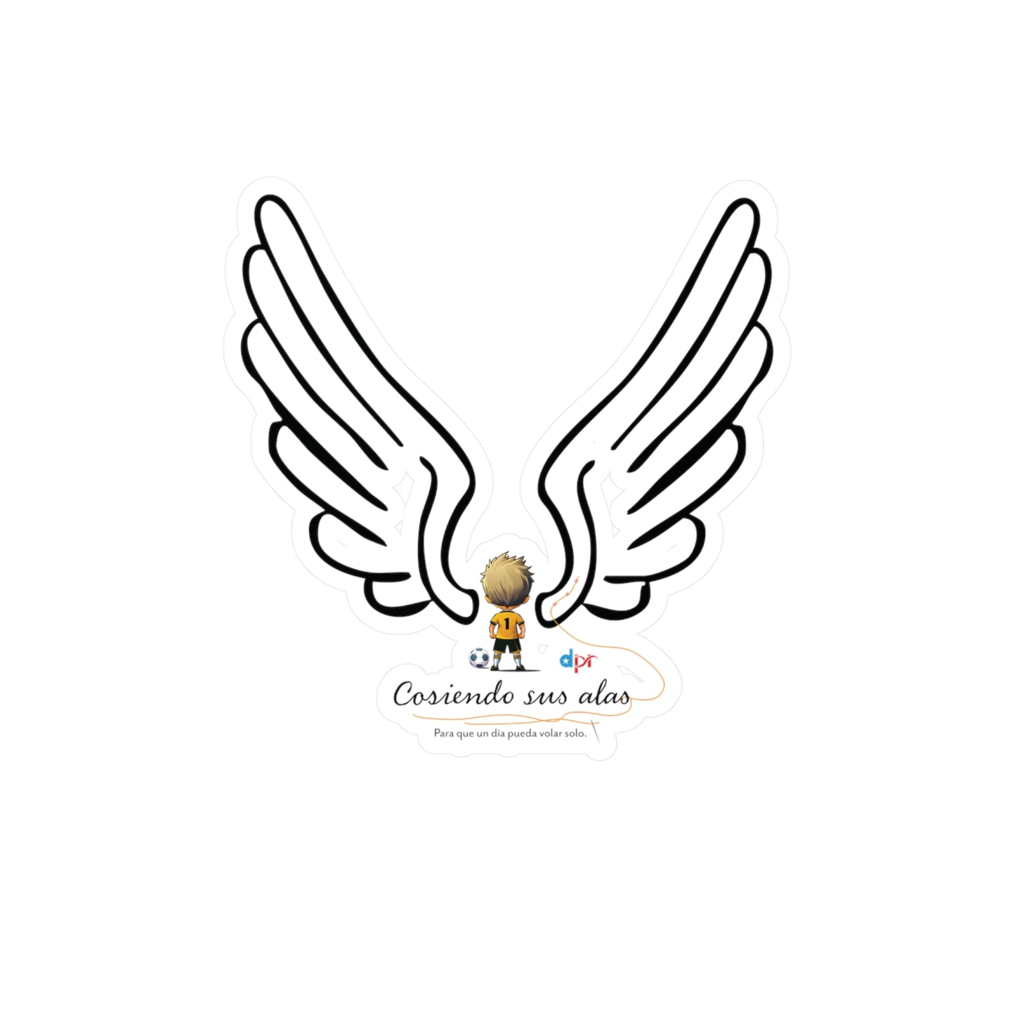 Cosiendo sus alas Soccer Player Waterproof Kiss-Cut Vinyl Decal