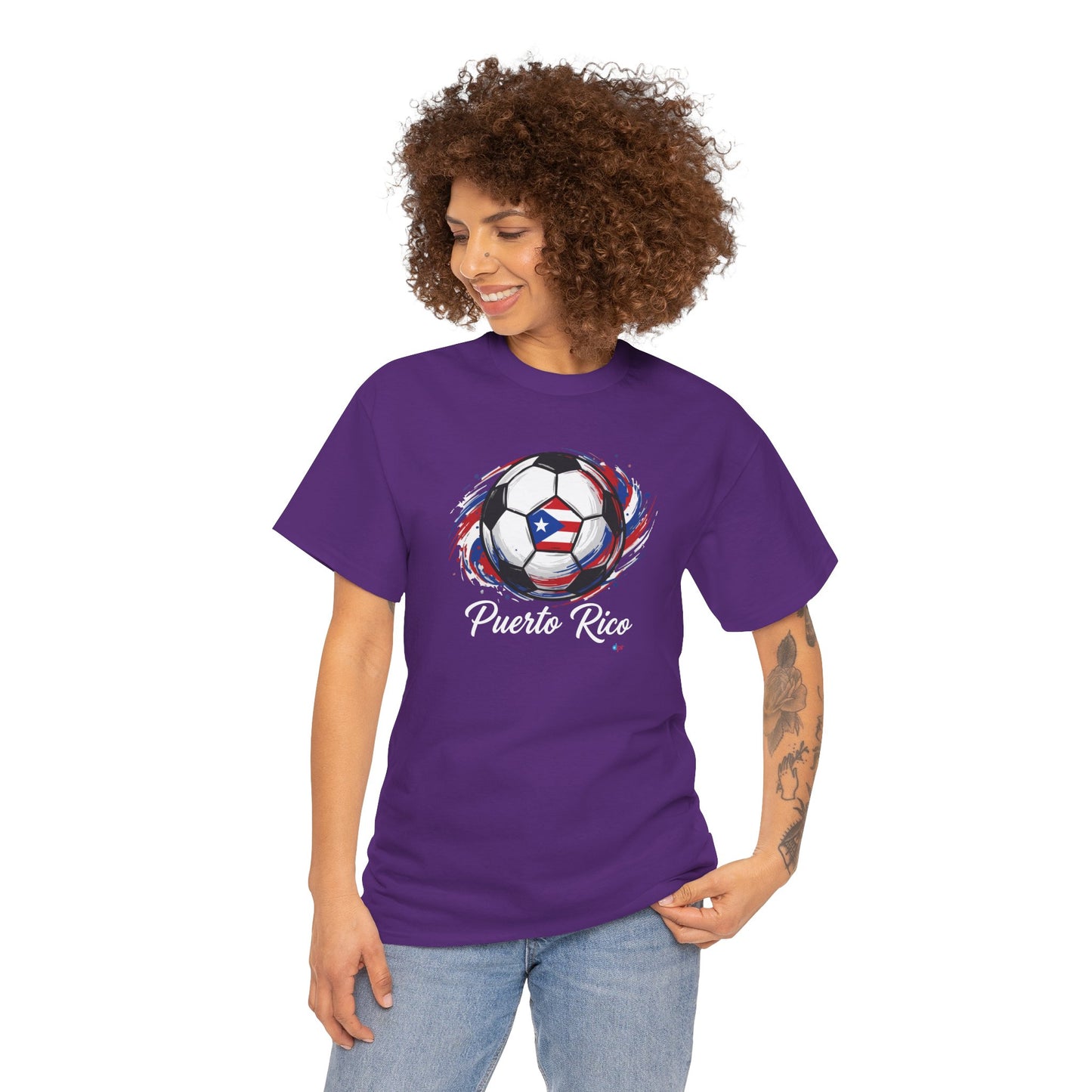 Puerto Rico Soccer Ball Flag | Unisex Heavy Cotton T-Shirt