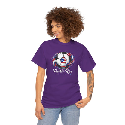Puerto Rico Soccer Ball Flag | Unisex Heavy Cotton T-Shirt