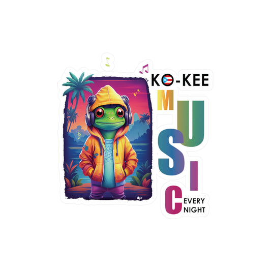 Coqui I Play Music Every Night Waterproof Kiss-Cut Vinyl Decals