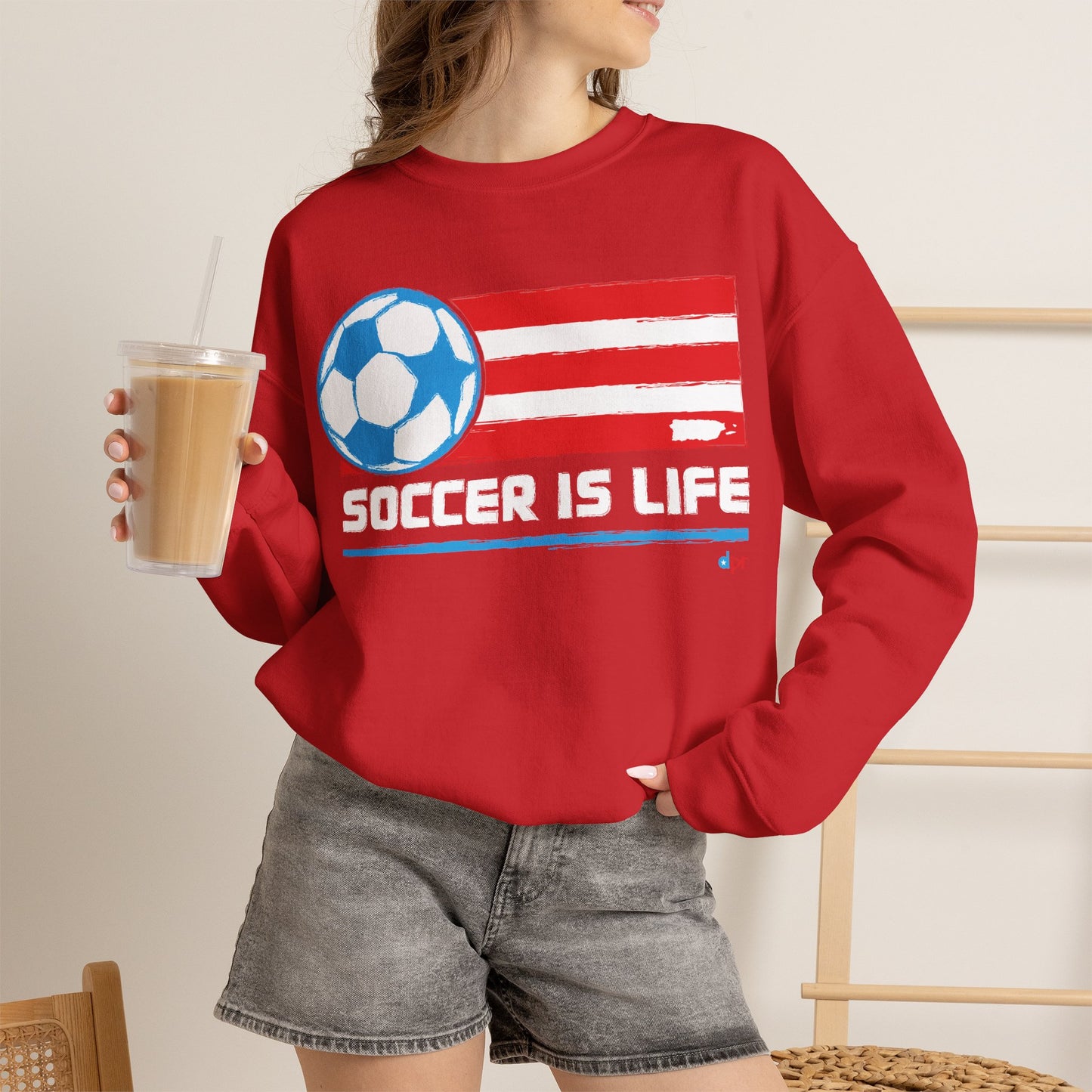 Soccer is life Puerto Rican Flag Heavy Blend™ Crewneck Sweatshirt