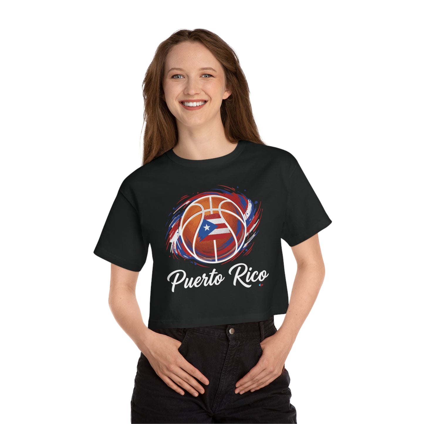 Puerto Rico Basketball Women's Flowy Cropped Tee | Puerto Rican Basketball Shirt