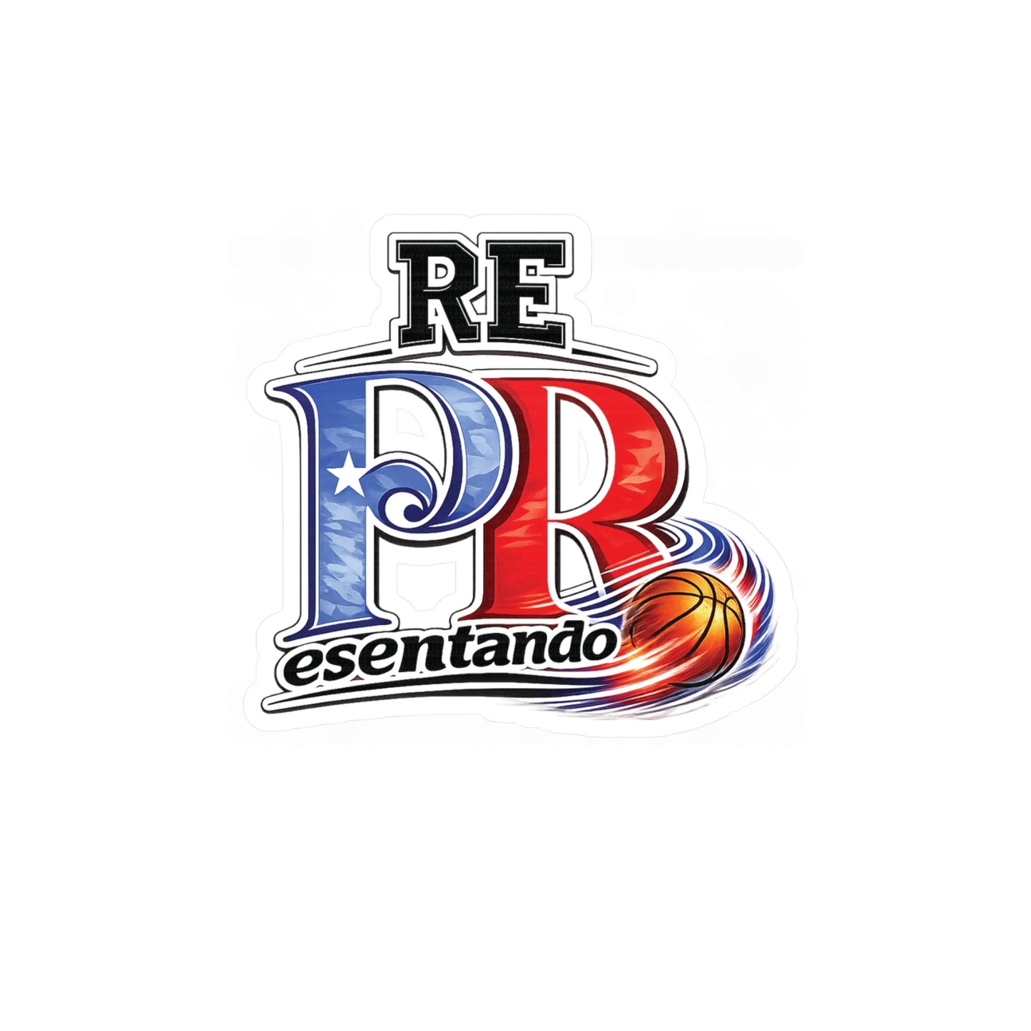 Puerto Rico Fire Basketball REPresentando Waterproof Kiss-Cut Vinyl Decal