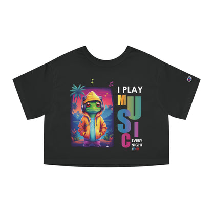 I Play Music Every Night Flowy Cropped Tee