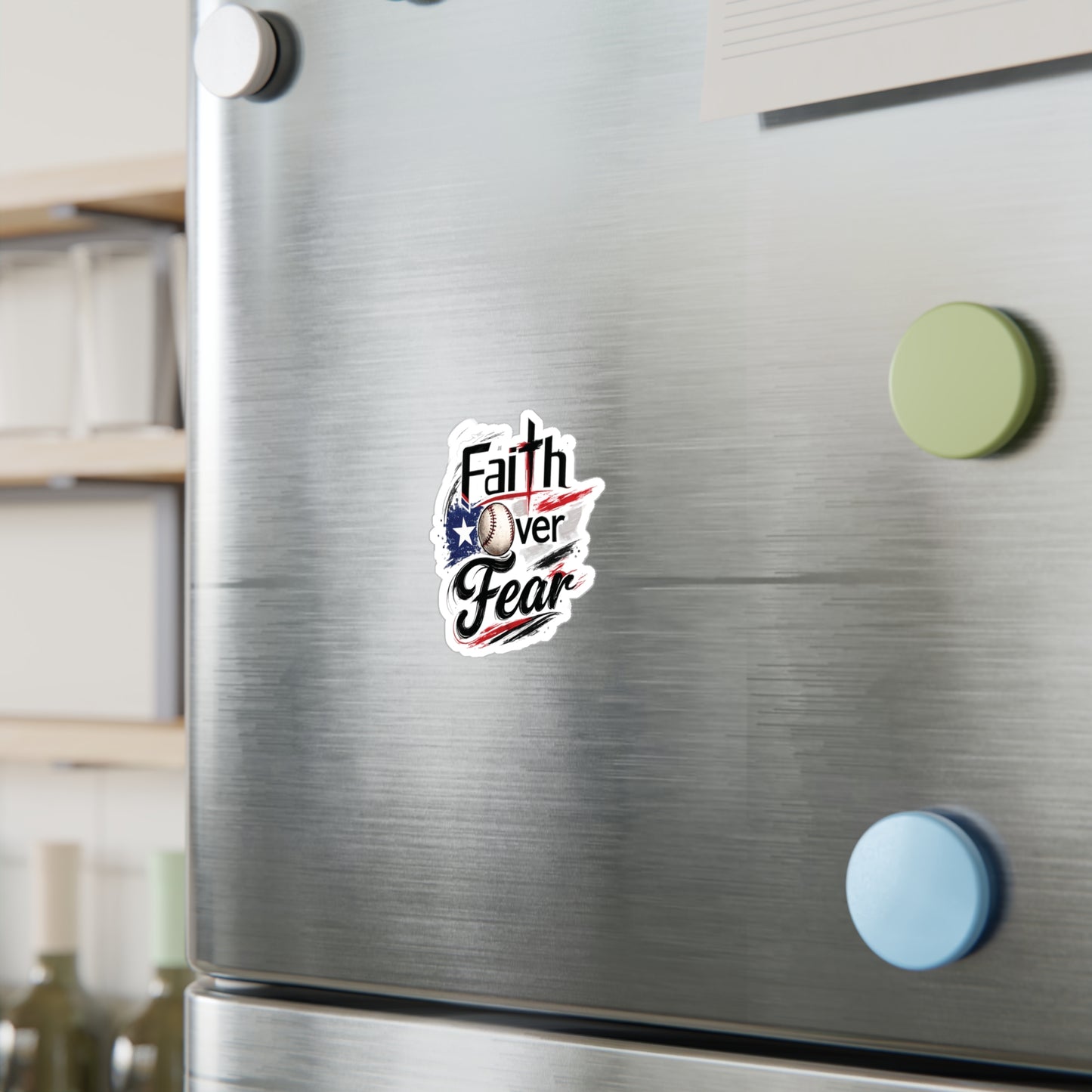 Faith Over Fear Christian Baseball Sticker | Puerto Rican Flag Waterproof Kiss-Cut Vinyl Decal