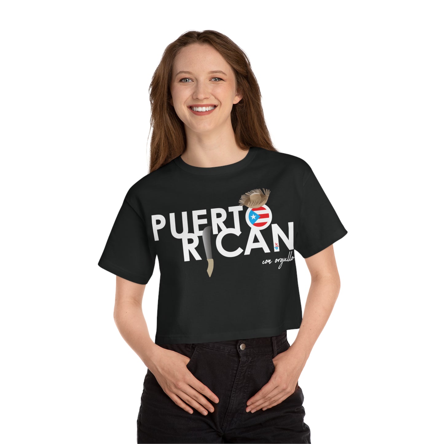 Puerto Rican con orgullo 2 Flowy Cropped Tee