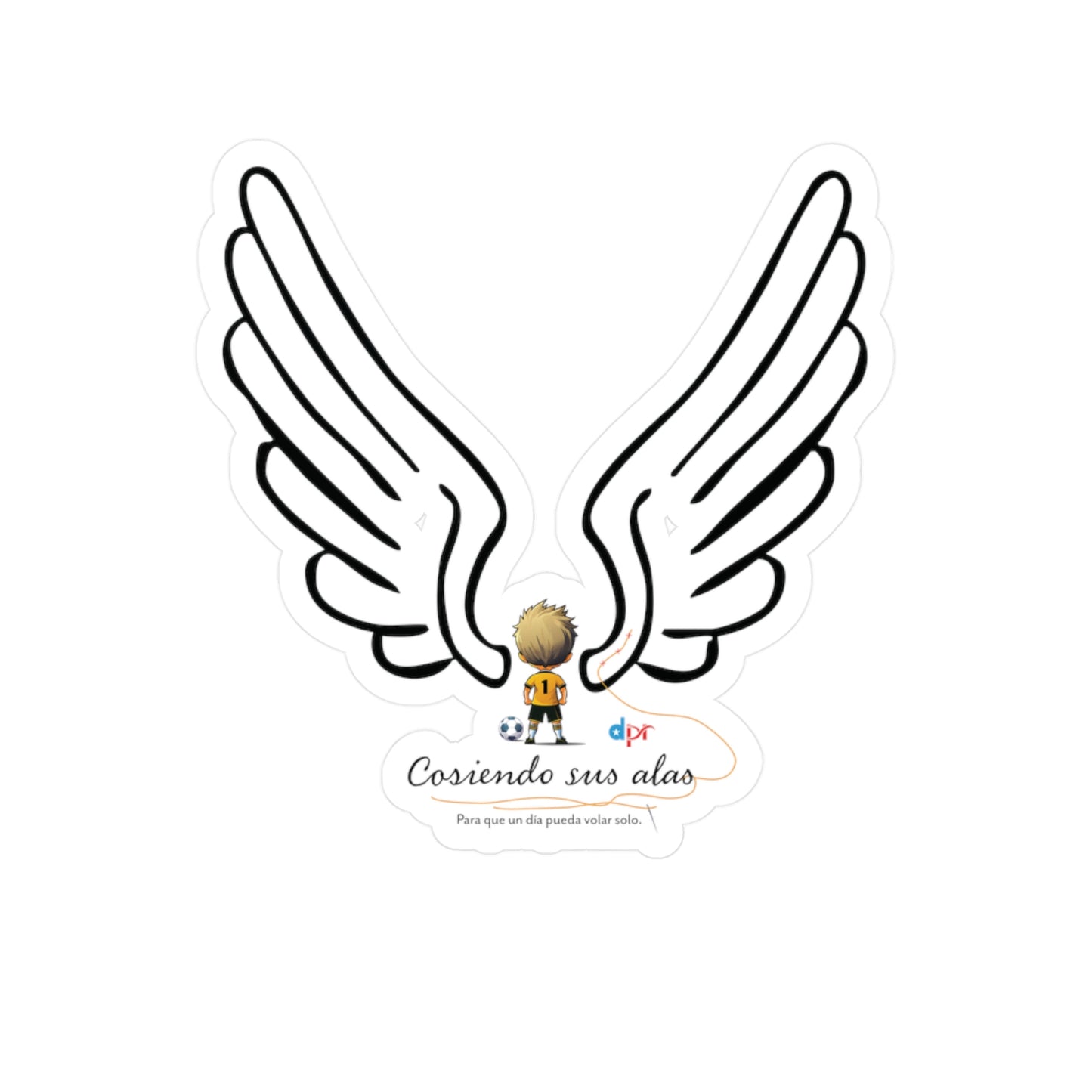Cosiendo sus alas Soccer Player Waterproof Kiss-Cut Vinyl Decal