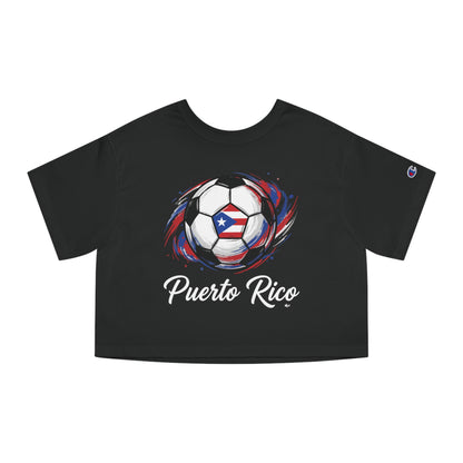 Puerto Rico Soccer ball Women's Flowy Cropped Tee | Puerto Rican Soccer ball Shirt