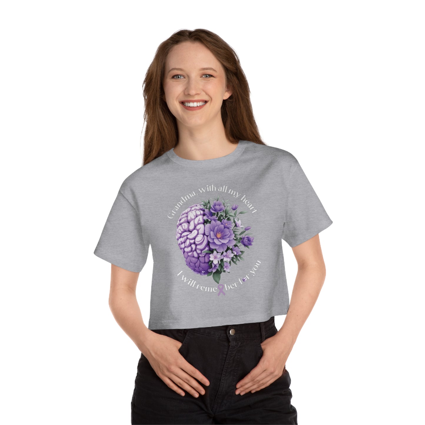 GRANDMA I Will Remember for You  Flowy Cropped Tee