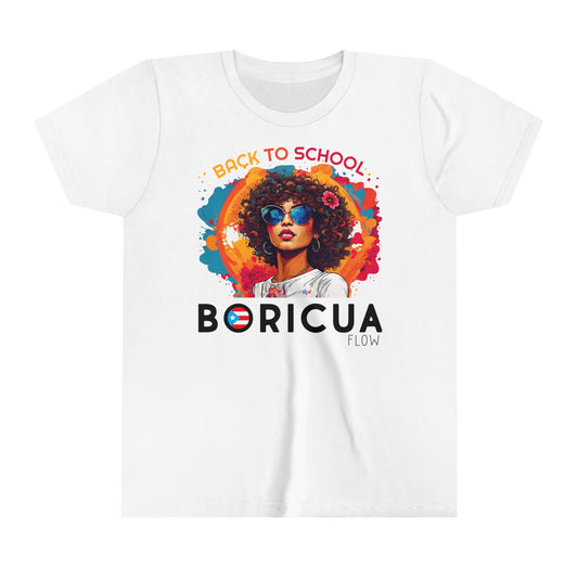 Back to School Boricua Girl Flow Black Youth Short Sleeve Tee