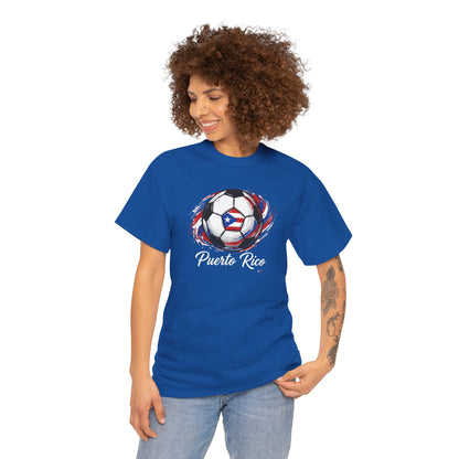 Puerto Rico Soccer Ball Flag | Unisex Heavy Cotton T-Shirt