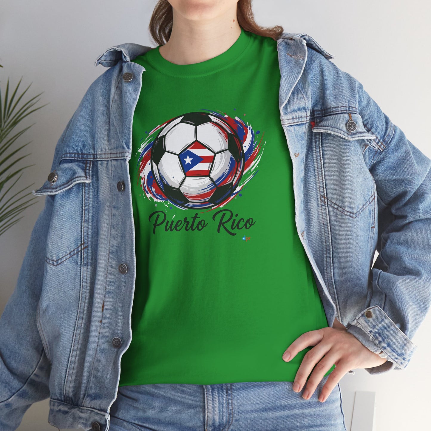 Puerto Rico Soccer Ball Flag | Unisex Heavy Cotton T-Shirt