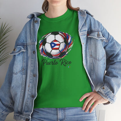 Puerto Rico Soccer Ball Flag | Unisex Heavy Cotton T-Shirt