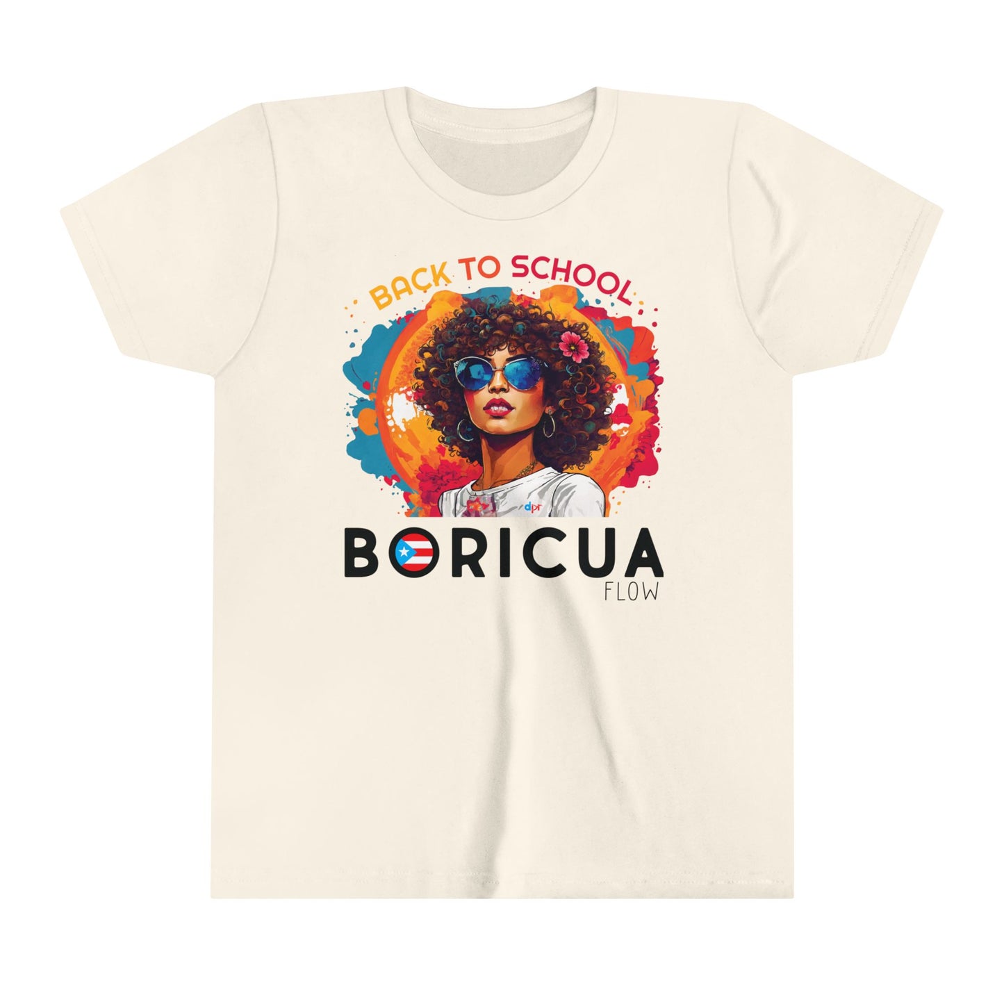 Back to School Boricua Girl Flow Black Youth Short Sleeve Tee