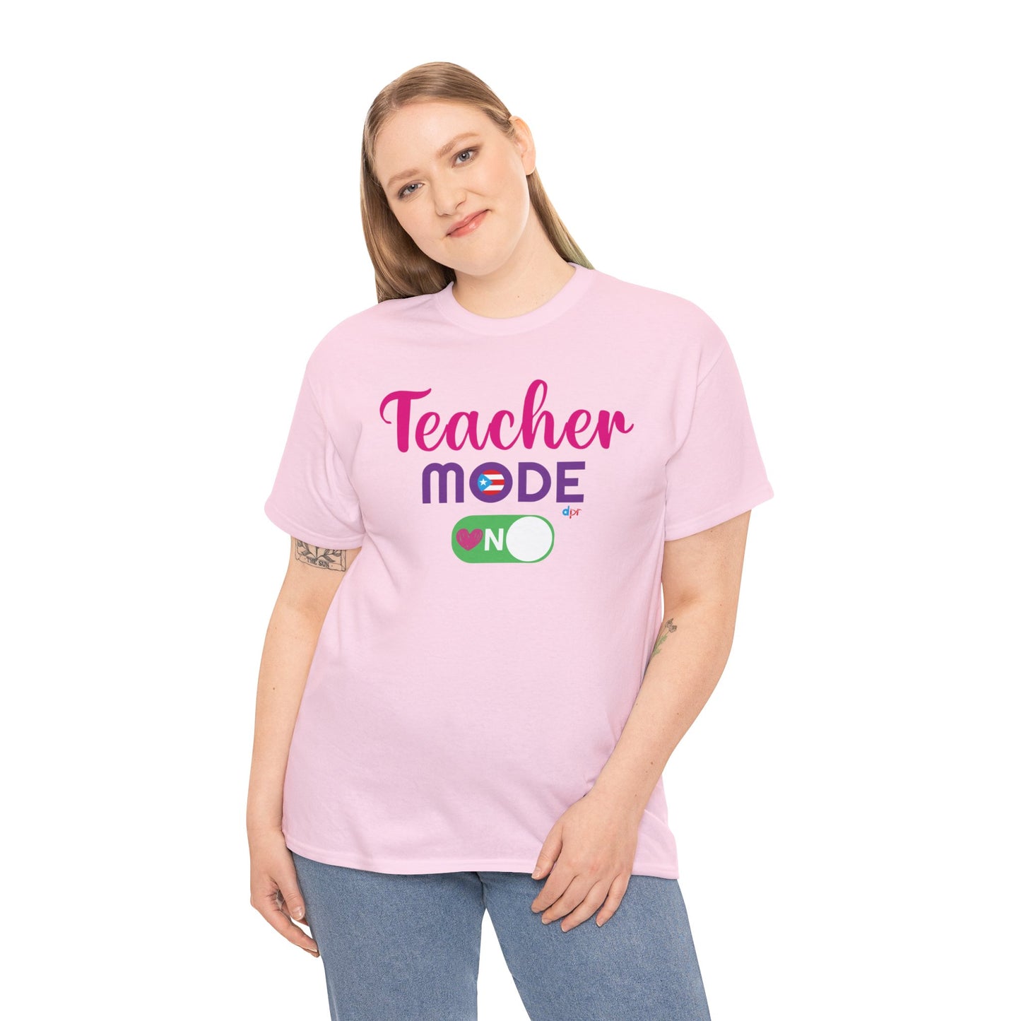 Teacher Mode ON - Back to School Boricua Teacher Heavy Cotton Tee