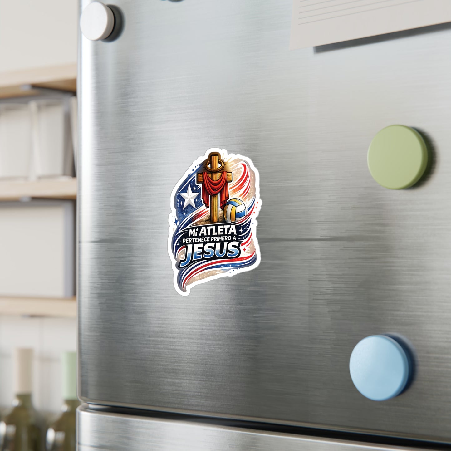 Mi Atleta Pertenece Primero a Jesús | Puerto Rico Faith Cross Volleyball Waterproof Kiss-Cut Vinyl Decal