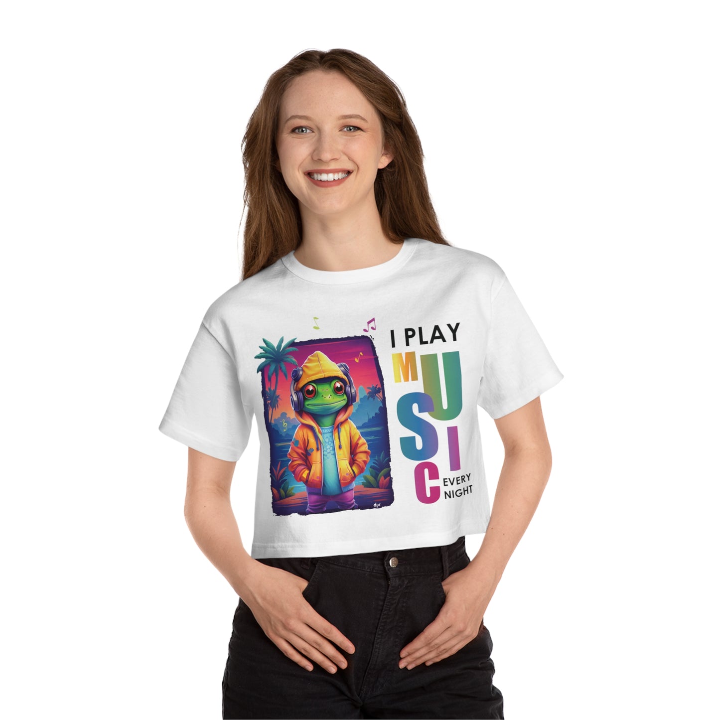 I Play Music Every Night Flowy Cropped Tee