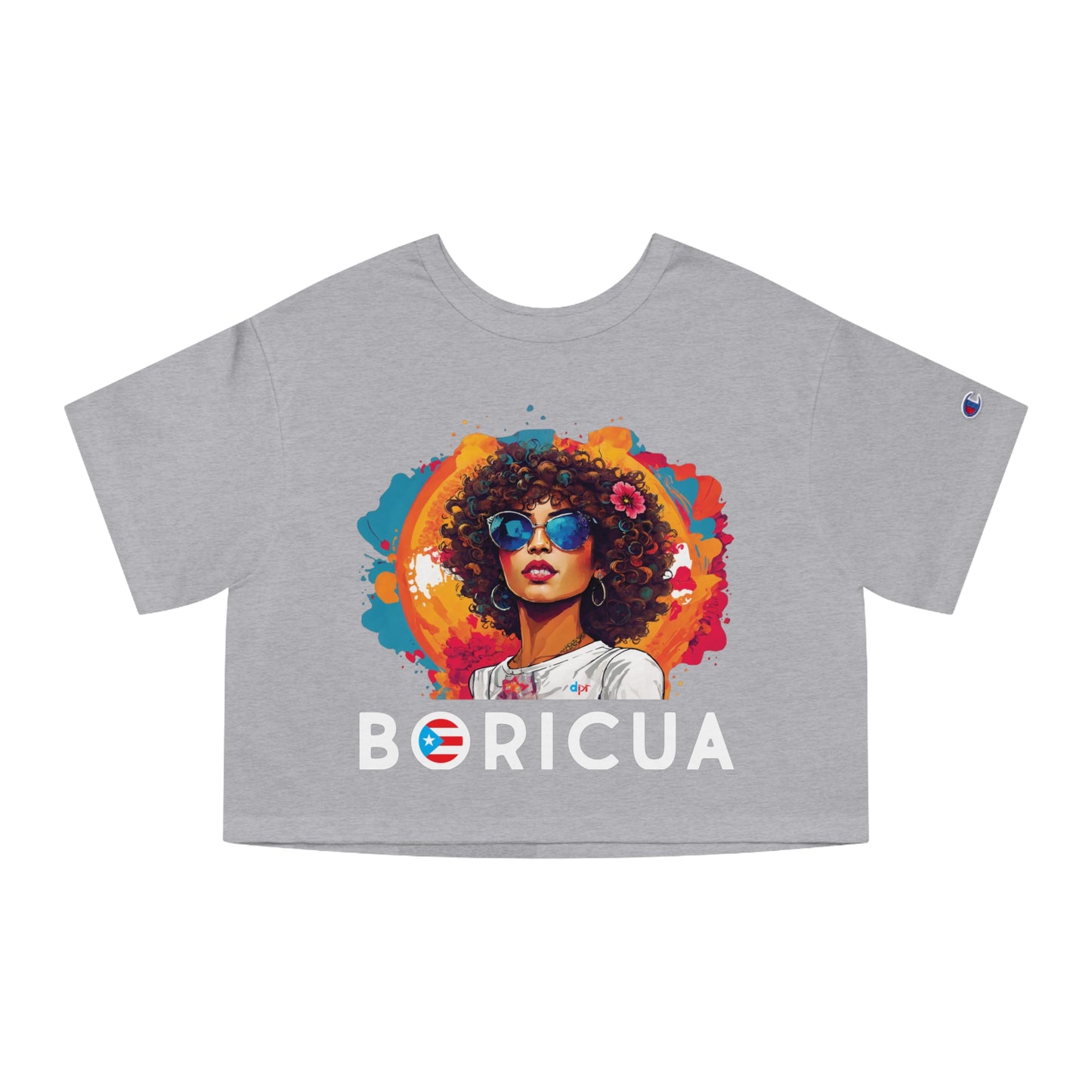 Boricua Girl Black Women's Flowy Cropped Tee