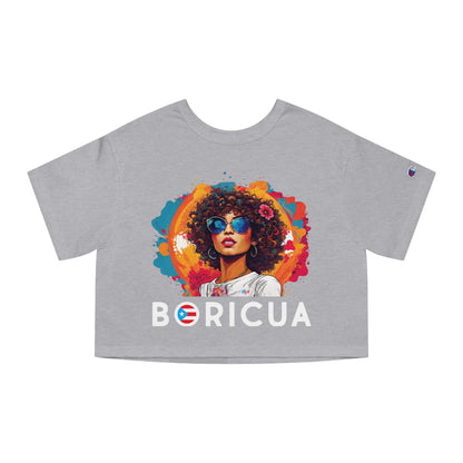 Boricua Girl Black Women's Flowy Cropped Tee