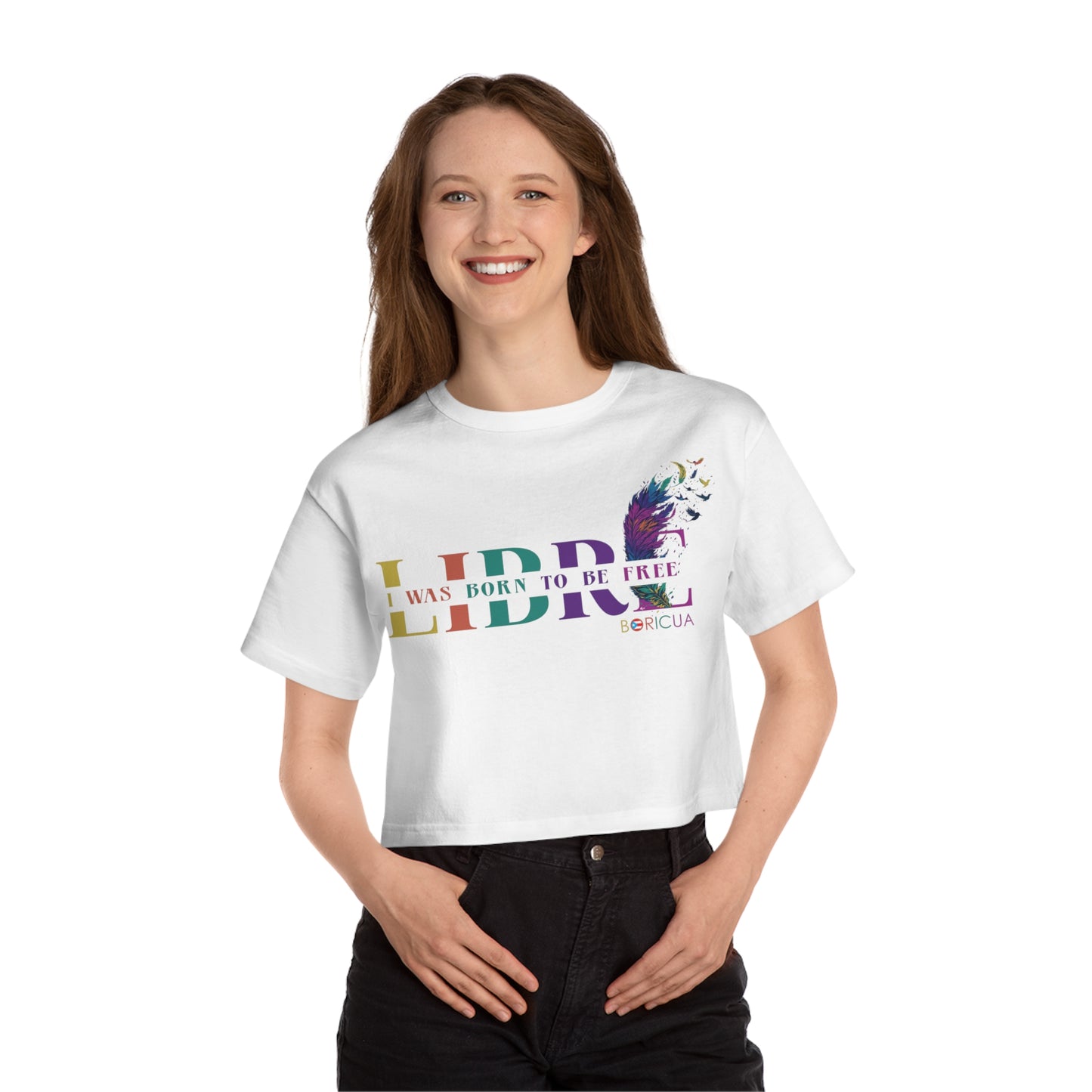 LIBRE Born to be FREE Flowy Cropped Tee