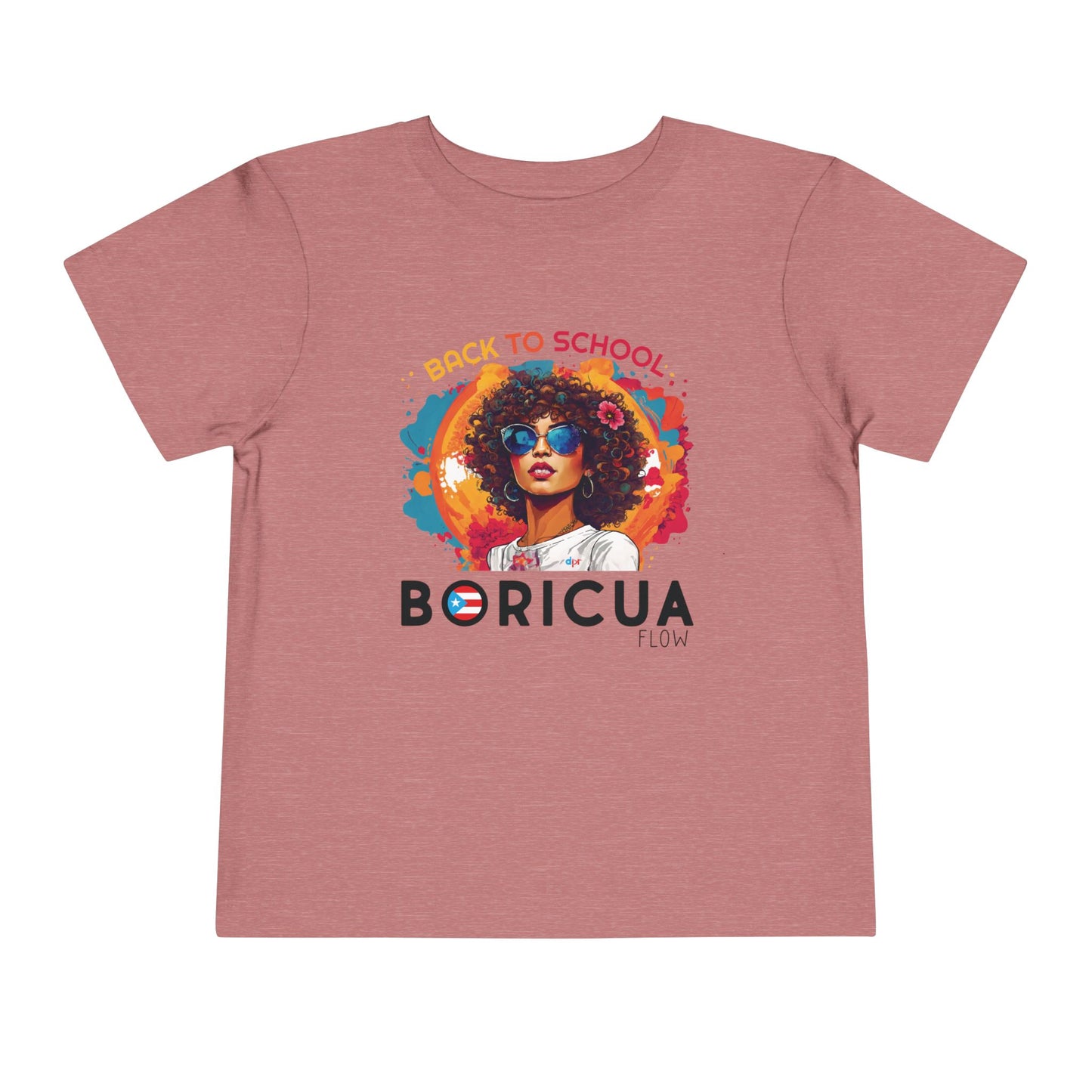 Back to School Boricua Girl Flow Black Toddler Short Sleeve Tee