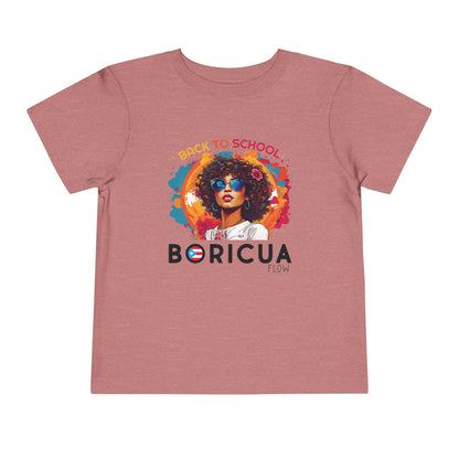 Back to School Boricua Girl Flow Black Toddler Short Sleeve Tee