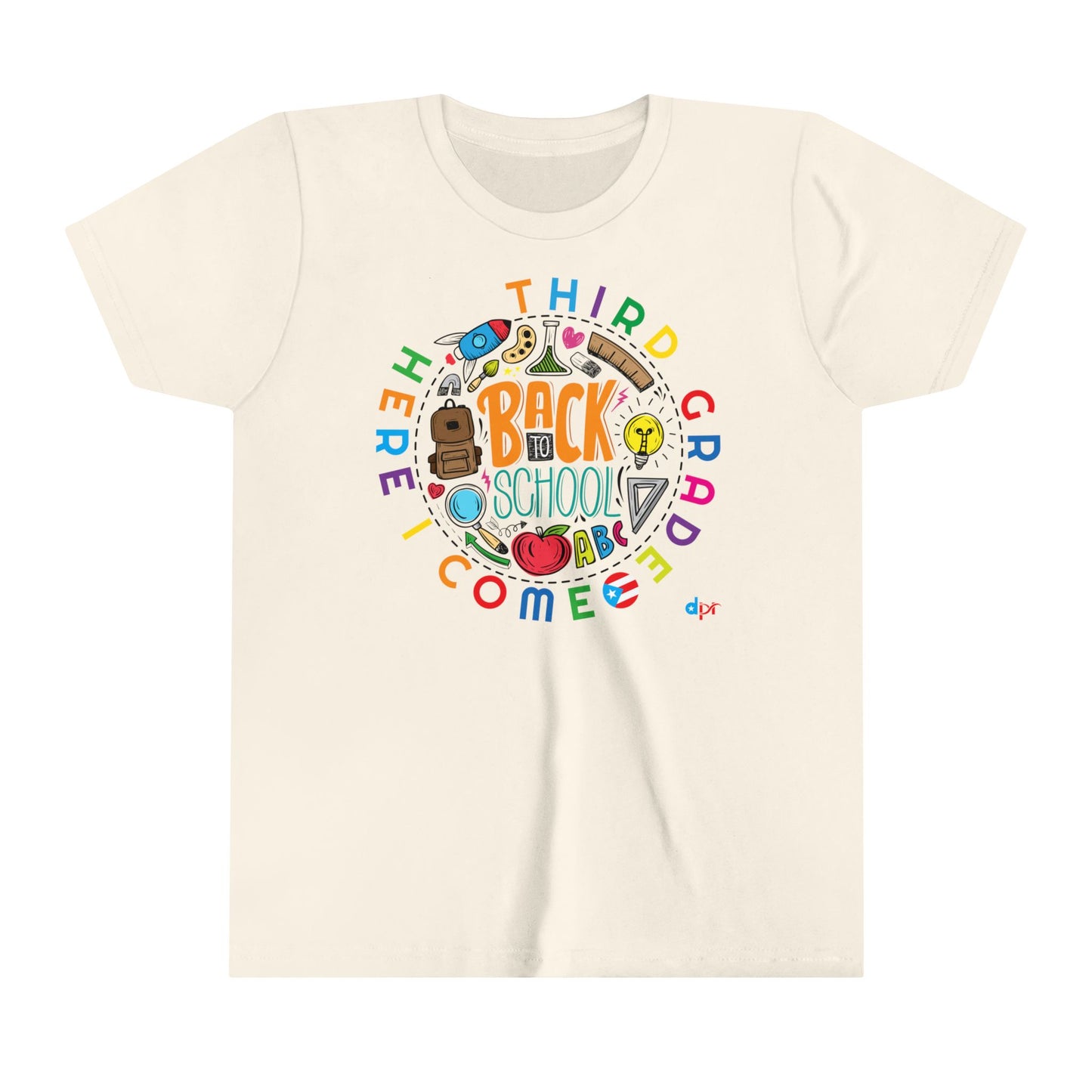 Third Grade Here I Come Back to Shool Boricua Youth Short Sleeve Tee