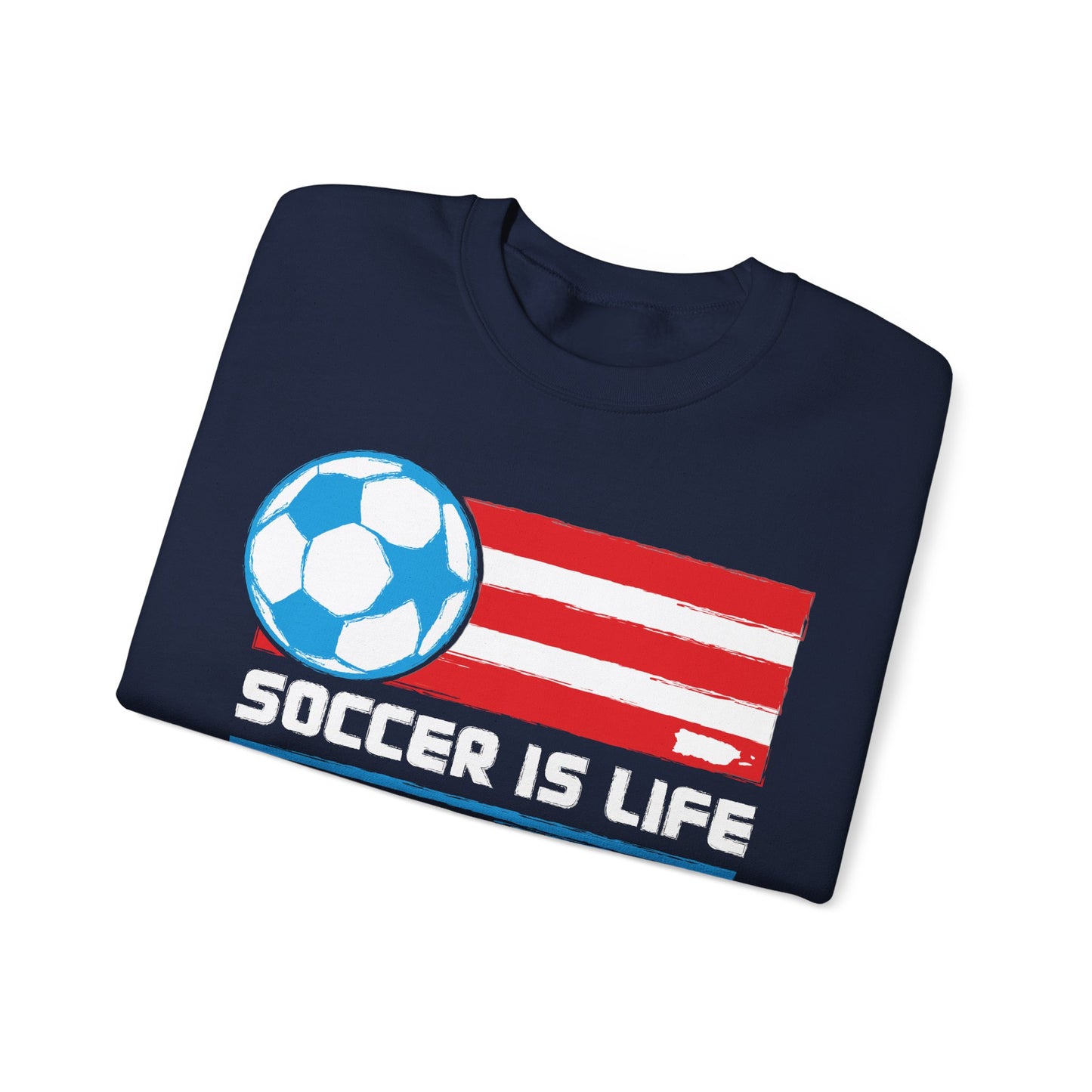 Soccer is life Puerto Rican Flag Heavy Blend™ Crewneck Sweatshirt