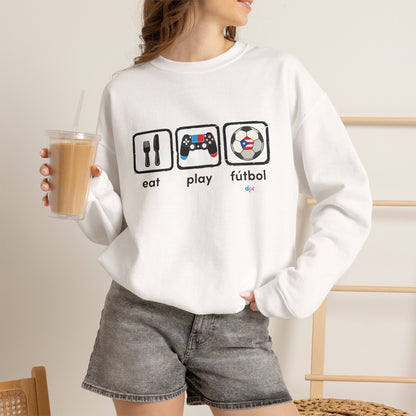 Eat Play Soccer Puerto Rican Flag Heavy Blend™ Crewneck Sweatshirt