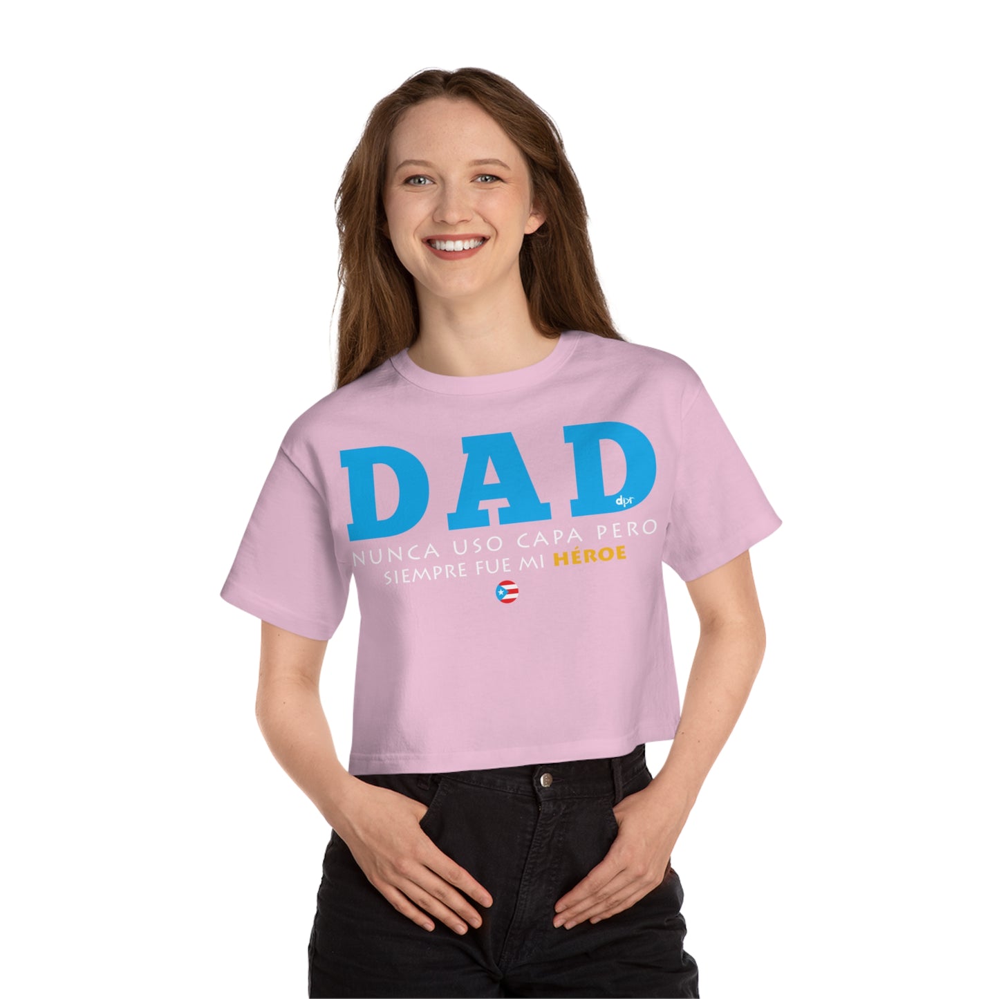 DAD Mi Héroe Blue Women's Flowy Cropped Tee