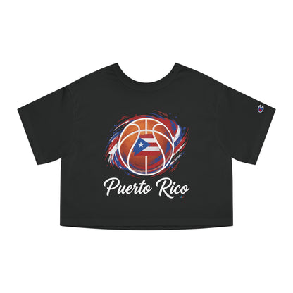 Puerto Rico Basketball Women's Flowy Cropped Tee | Puerto Rican Basketball Shirt