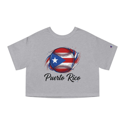 Puerto Rico Baseball Women's Flowy Cropped Tee | Puerto Rican Baseball Shirt