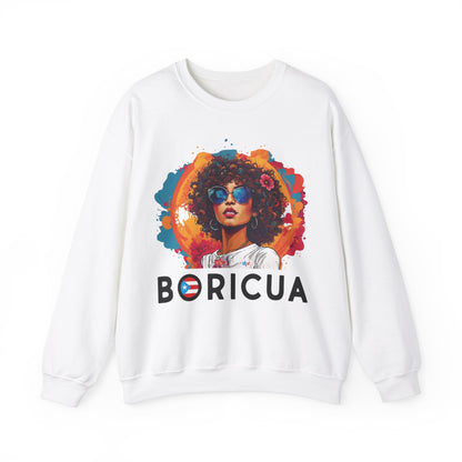 Boricua Girl Black Unisex Heavy Blend™ Crewneck Sweaters