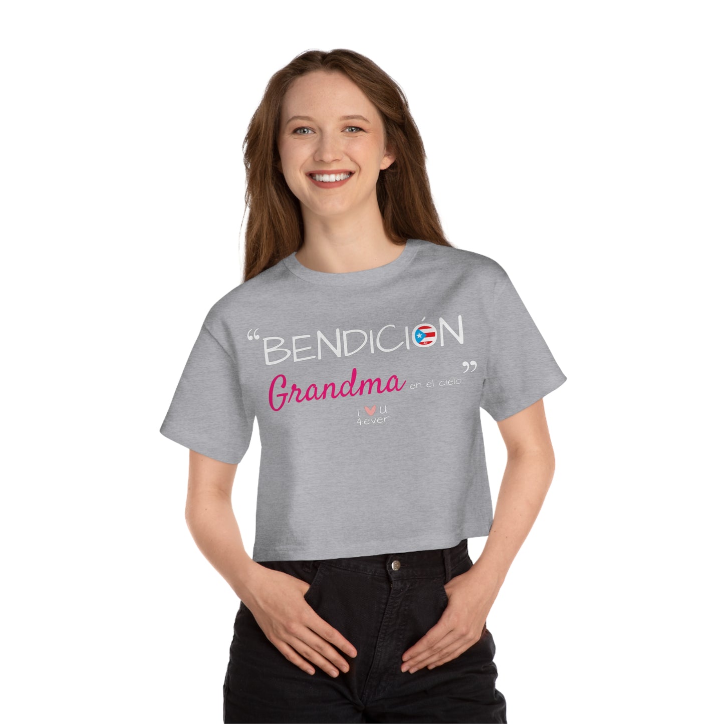 Bendicion Grandma Boricua Flowy Cropped Tee