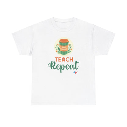 Coffee Teach Repeat - Back to School Boricua Teacher Heavy Cotton Tee