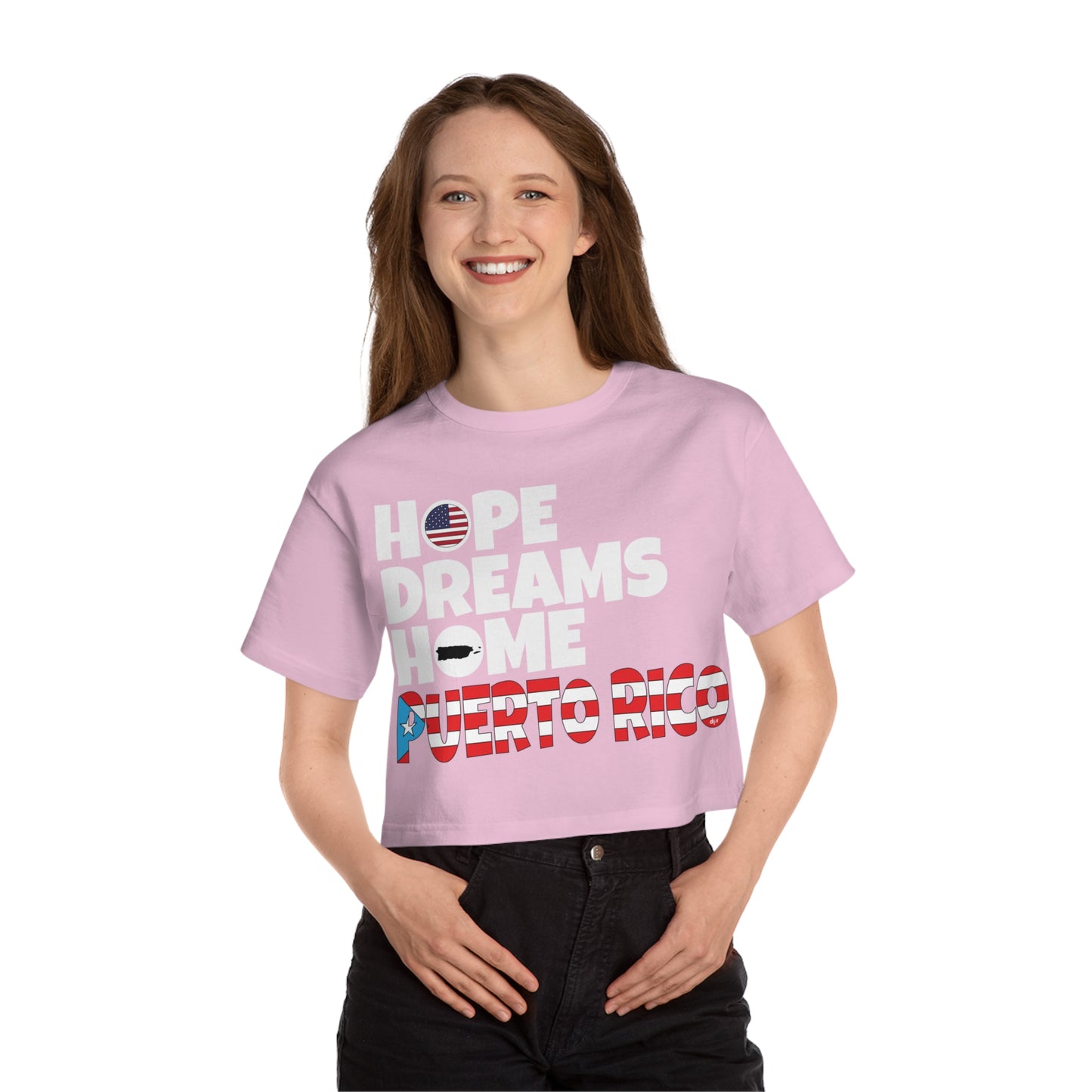 HOPE DREAMS HOME BANDERA Puerto Rico Flowy Cropped Tee