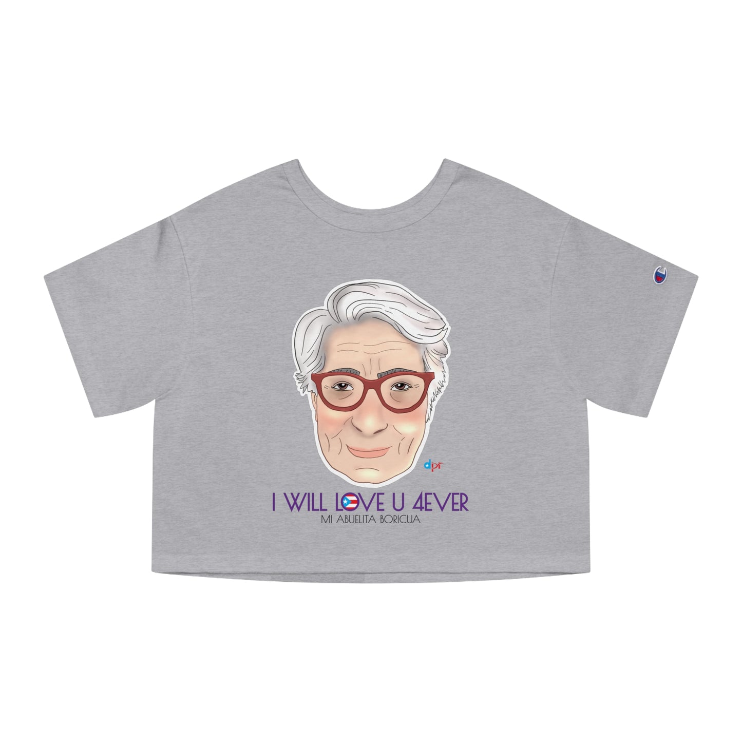 I Will Love You Forever Abuelita Boricua Women's Flowy Cropped Tee